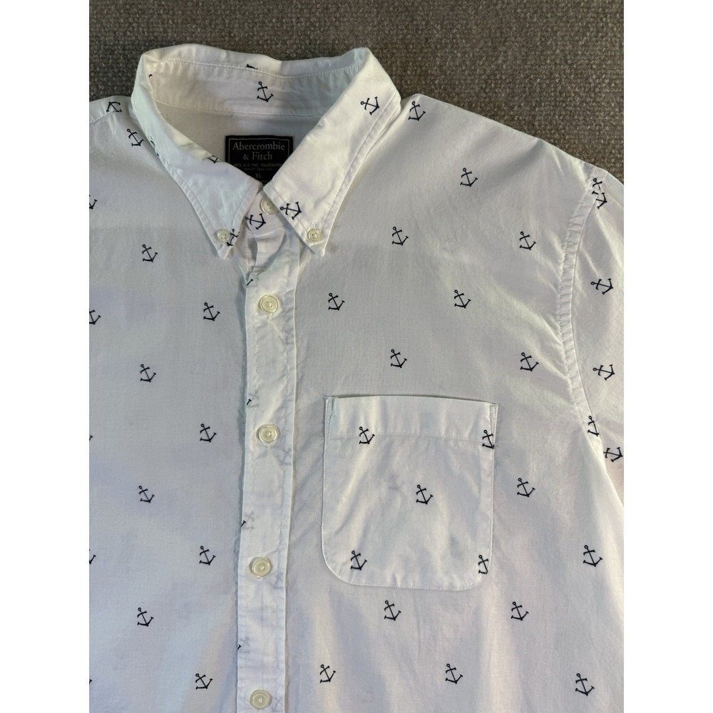 Abercrombie & Fitch Muscle Fit Short-Sleeve Anchor Nautical Button Up Size XL